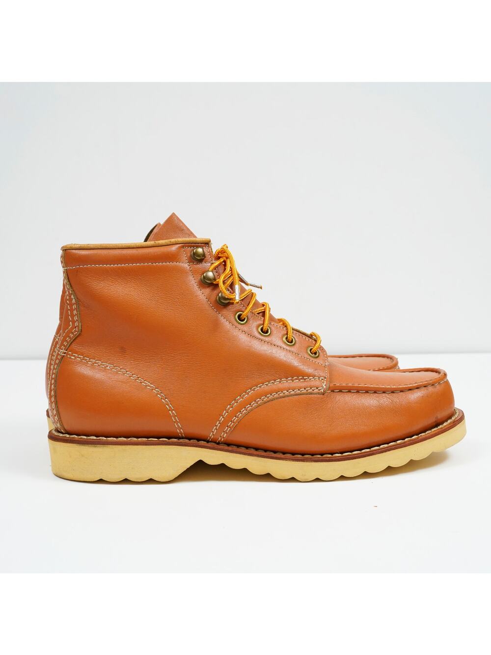 Vintage 1980s Sears Leather Moc Toe Work Boots Made in Czechoslovakia Size 10
